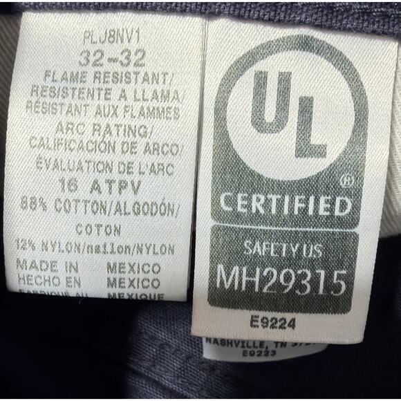 Bulwark FR Fire Resistant Navy Blue Canvas Carpenter Work Pants 32x32 Cat2 - Picture 5 of 7